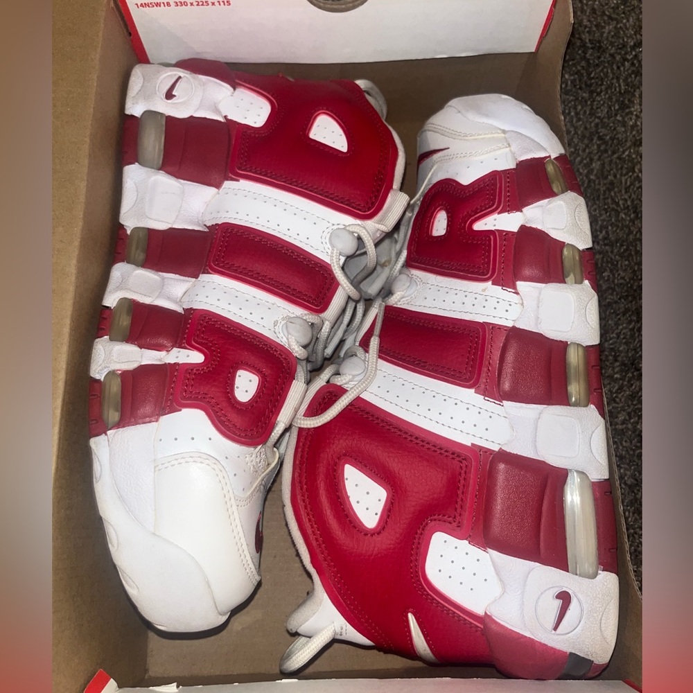 Size 9.5 - Nike Air More Uptempo White Red